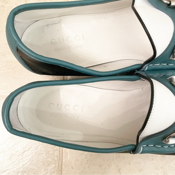 Gucci White Green Boat Shoes Loafers main image 9